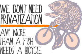 Fish riding a bicycle